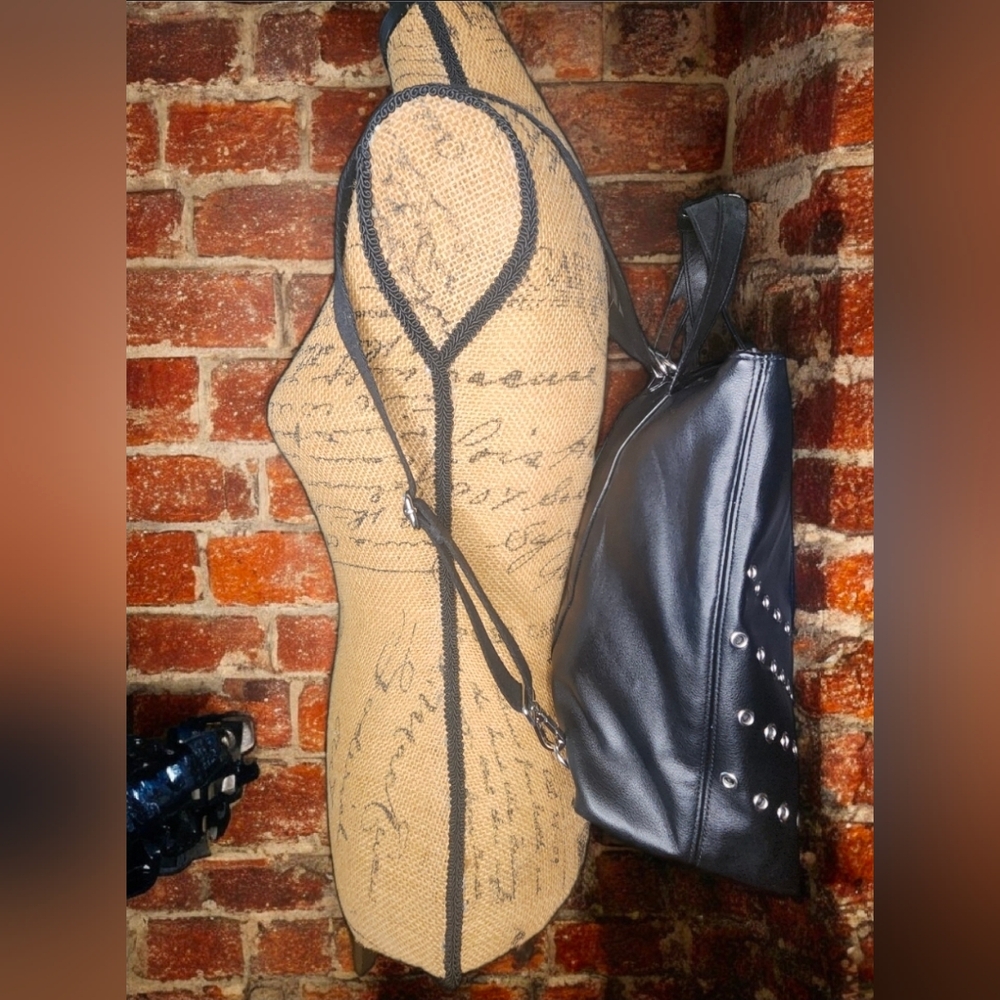 Victoria's Secret Black Studded Convertible Backpack/Tote Bag NWOT - Picture 15 of 16